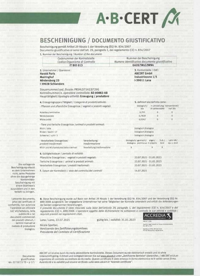 Bio-Bauernhof Mairinghof-Paris Villa Silandro Eksteriør bilde